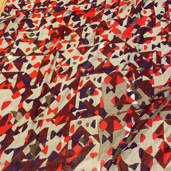 Large Semi-Sheer Red and Beige Lightweight Fashion Scarf - Picture 3 of 4